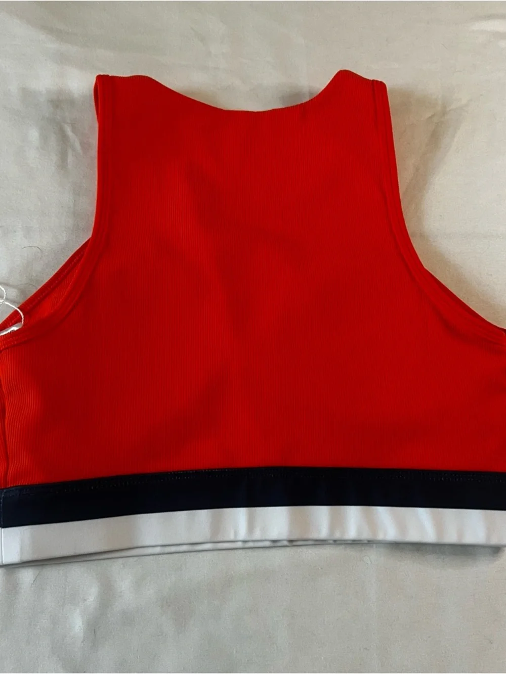 WILO Ribbed Red Longline ActiveSports Bra Crop Tank Colorblock Low‎ Impact Small